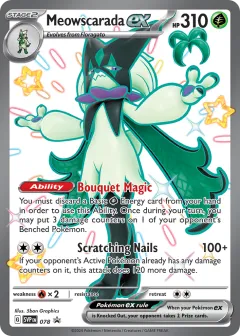Meowscarada ex Promo card from Scarlet & Violet Black Star Promos
