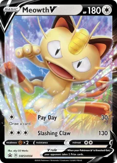 Meowth V Promo card from SWSH Black Star Promos
