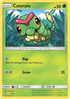 Caterpie Common card from SM Trainer Kit Lycanroc
