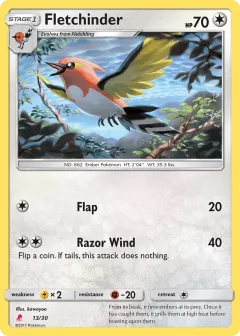 Fletchinder Common card from SM Trainer Kit Lycanroc