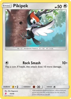 Pikipek Common card from SM Trainer Kit Lycanroc