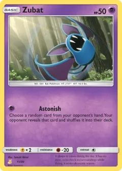 Zubat Common card from SM Trainer Kit Alolan Raichu