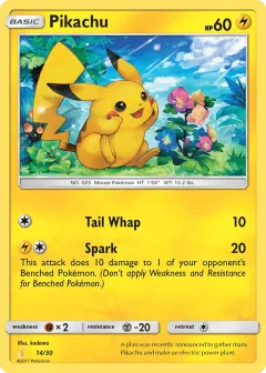 Pikachu Common card from SM Trainer Kit Alolan Raichu