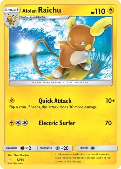 Alolan Raichu Common card from SM Trainer Kit Alolan Raichu