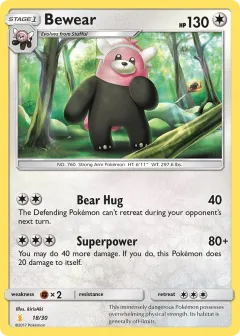 Bewear Common card from SM Trainer Kit Alolan Raichu