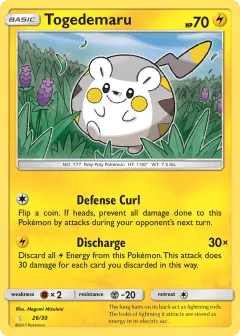 Togedemaru Common card from SM Trainer Kit Alolan Raichu
