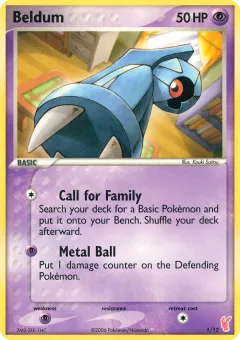 Beldum Common card from EX Trainer Kit 2 Plusle