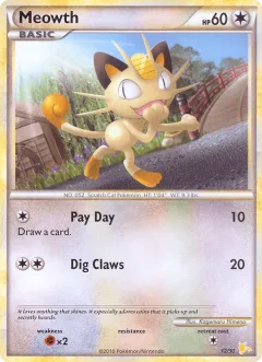 Meowth Common card from HGSS Trainer Kit Raichu