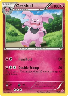 Granbull Common card from XY Trainer Kit Sylveon
