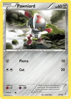 Pawniard Common card from XY Trainer Kit Bisharp