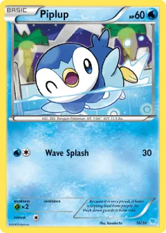 Piplup Common card from XY Trainer Kit Suicune