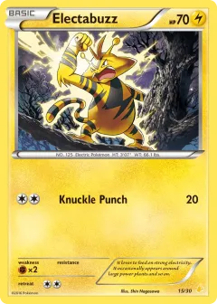Electabuzz Common card from XY Trainer Kit Pikachu Libre