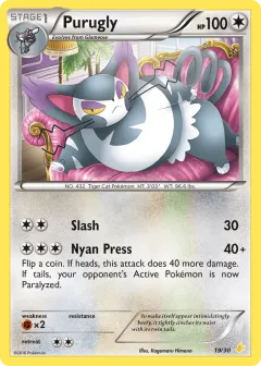 Purugly Common card from XY Trainer Kit Pikachu Libre