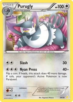 Purugly Common card from XY Trainer Kit Pikachu Libre