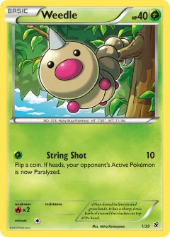 Weedle Promo and other card from Kalos Starter Set