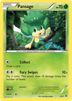 Pansage Promo and other card from Kalos Starter Set