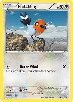 Fletchling Promo and other card from Kalos Starter Set