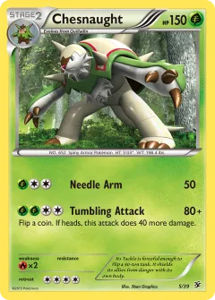 Chesnaught Promo and other card from Kalos Starter Set